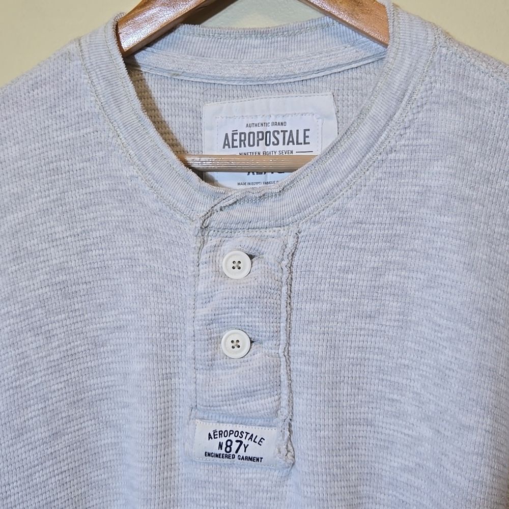 Aeropostale‎ Men's Y2K Thermal Henley Shirt XL Waffle Knit Thick Muscle 2000's - Picture 3 of 15